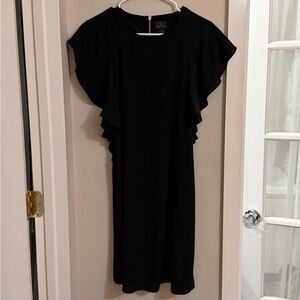 Worthington Black Ruffle Sleeve Midi Dress